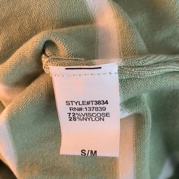 Dreamers green white striped viscose v neck tunic pullover sweater small medium - Picture 4 of 4